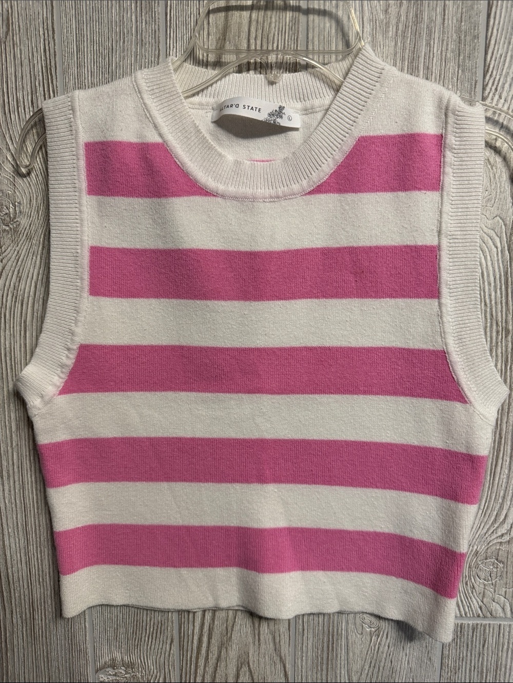 Altar'd State Pink & Cream Striped Knit Tank